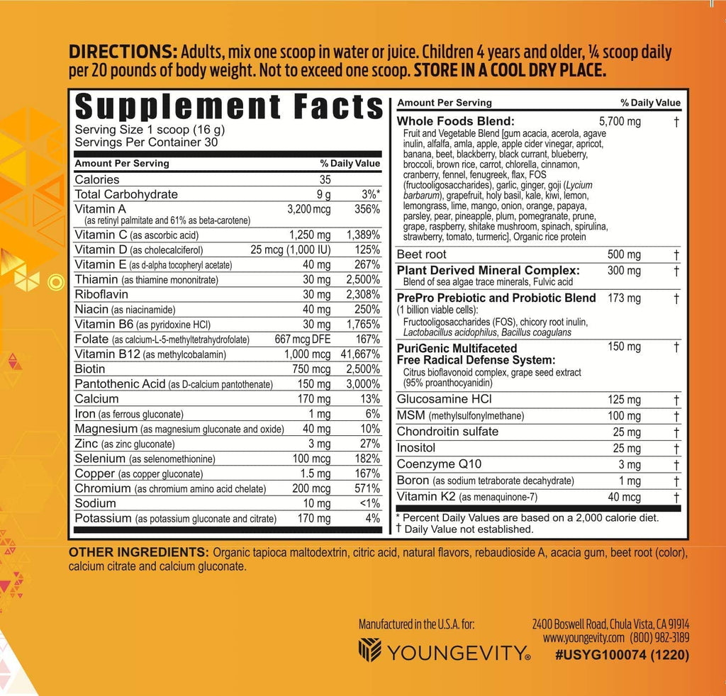 Youngevity Beyond Tangy Tangerine 2.5 Tropical Tangerine – Ultimate Multivitamin & Mineral Complex, 8,000 ORAC