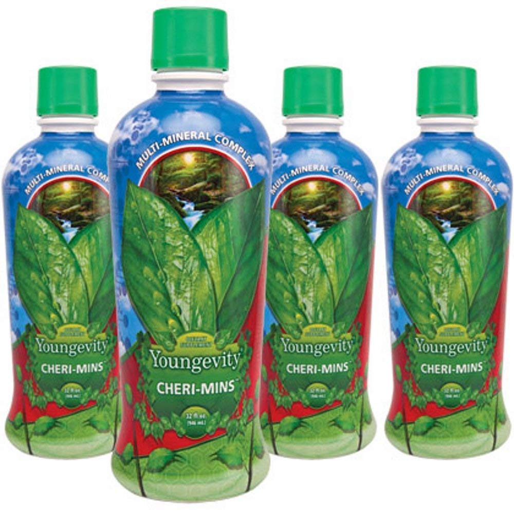 Youngevity Cheri-Mins Plant Derived Liquid Minerals — 77+ Trace Minerals, Great Tasting (Pack of 4)