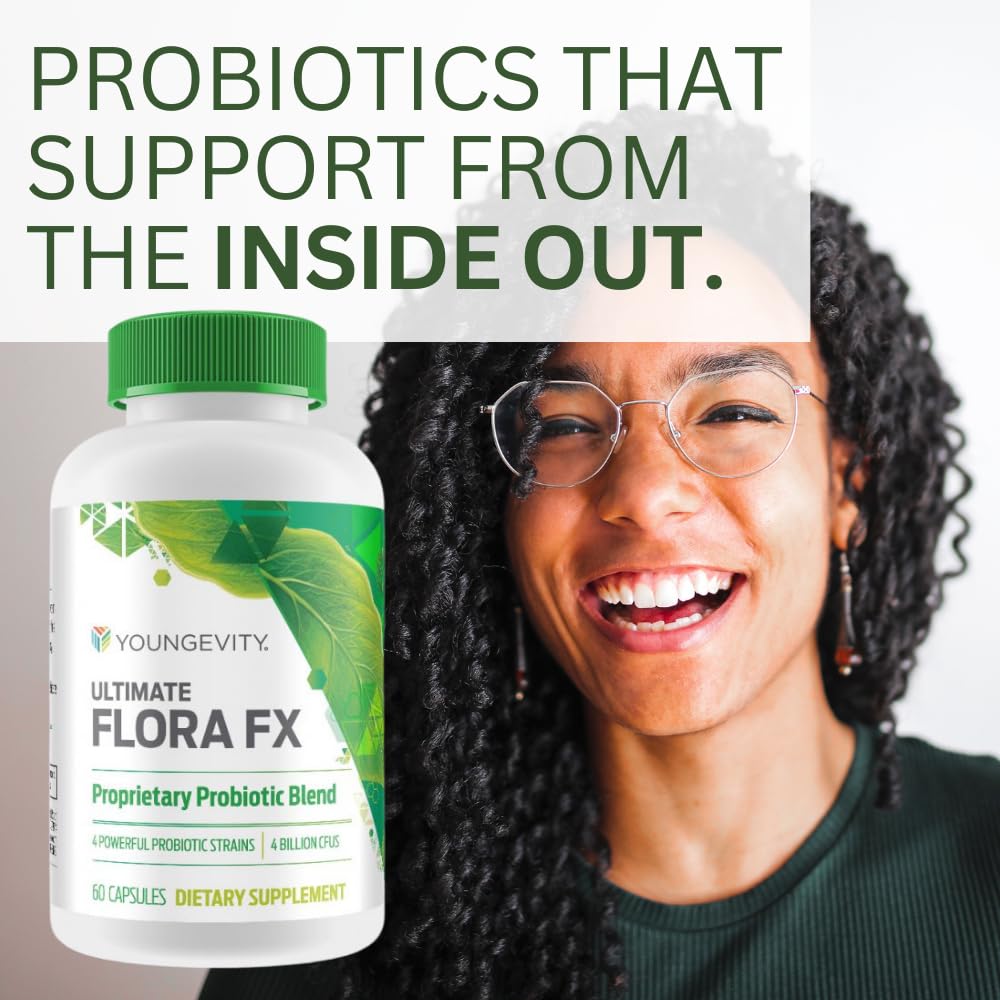 Youngevity Ultimate Flora FX Probiotic Supplement – 4 Bottles, 60 Capsules Each