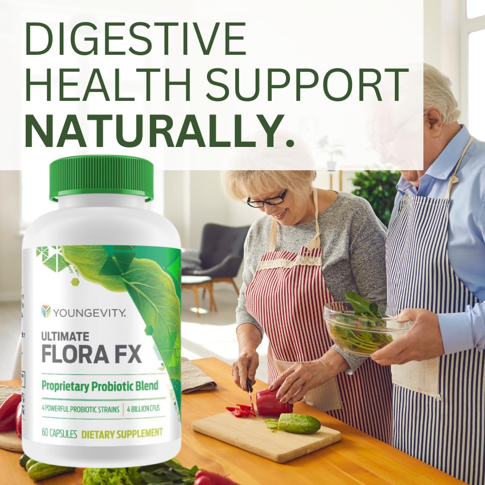 Youngevity Ultimate Flora FX Probiotic Supplement – 4 Bottles, 60 Capsules Each