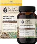 Your Flora Probiotic Terrain – Non-GMO Probiotics with Fermented Soybean, Aloe Vera, & Slippery Elm for Gut Balance & Digestion | Living Alchemy, 60 Pcs