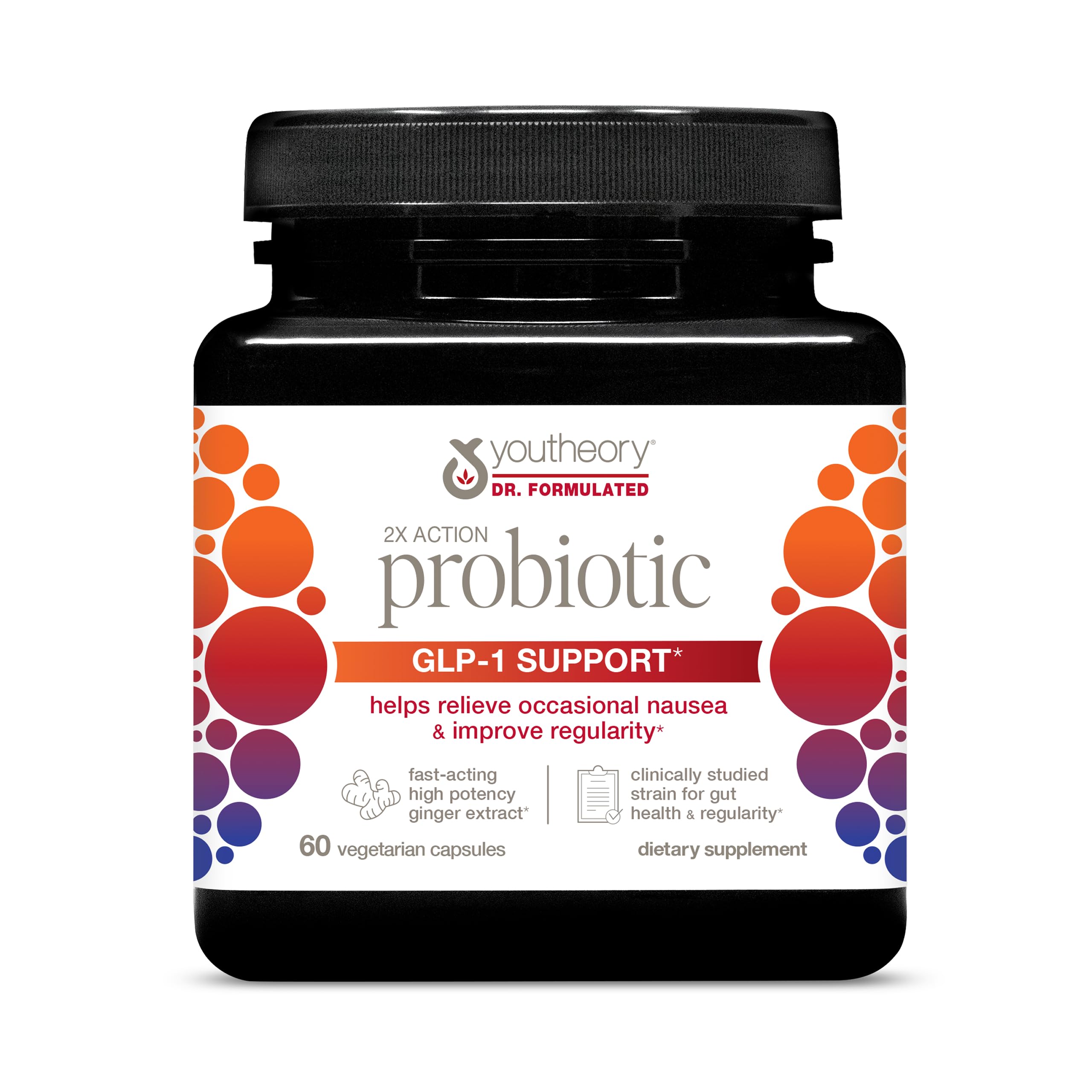 Youtheory 2X Action Probiotic – GLP-1 Digestive Health, 60 Veg Capsules