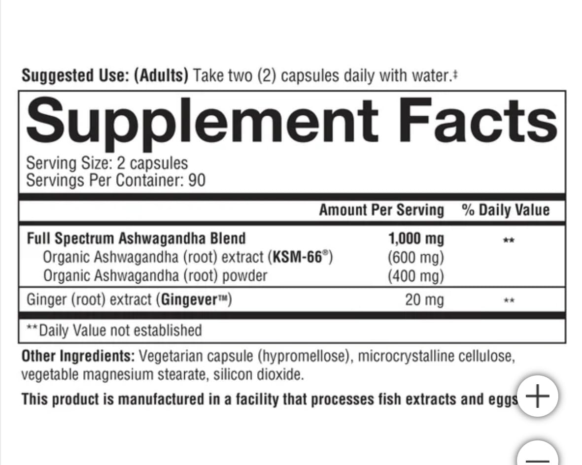 Youtheory Ashwagandha 1000mg with KSM-66 – 180 Caps | Stress Support