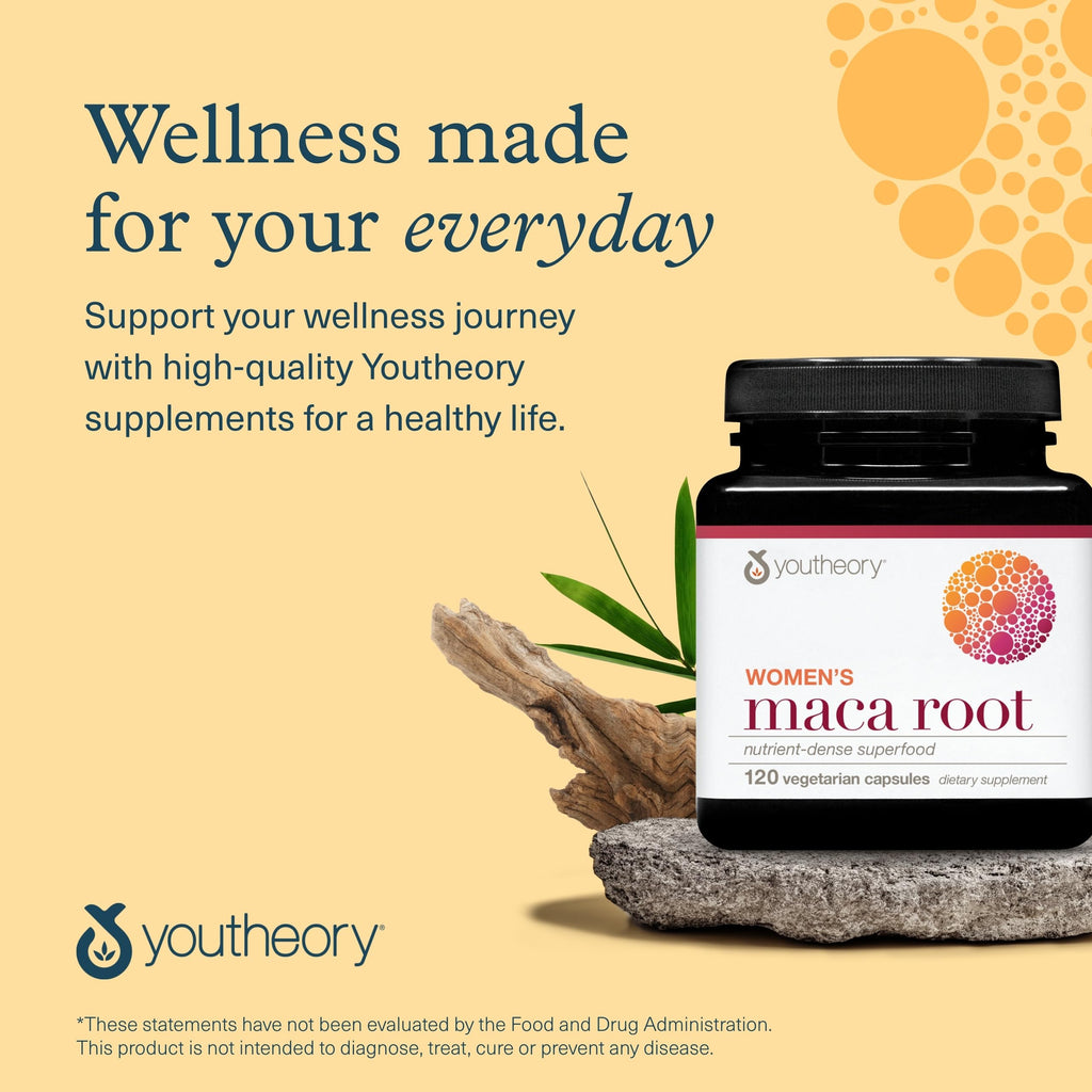 Youtheory Women's Maca Root - Vegan Energy & Menopause Support (120 Veg Capsules)