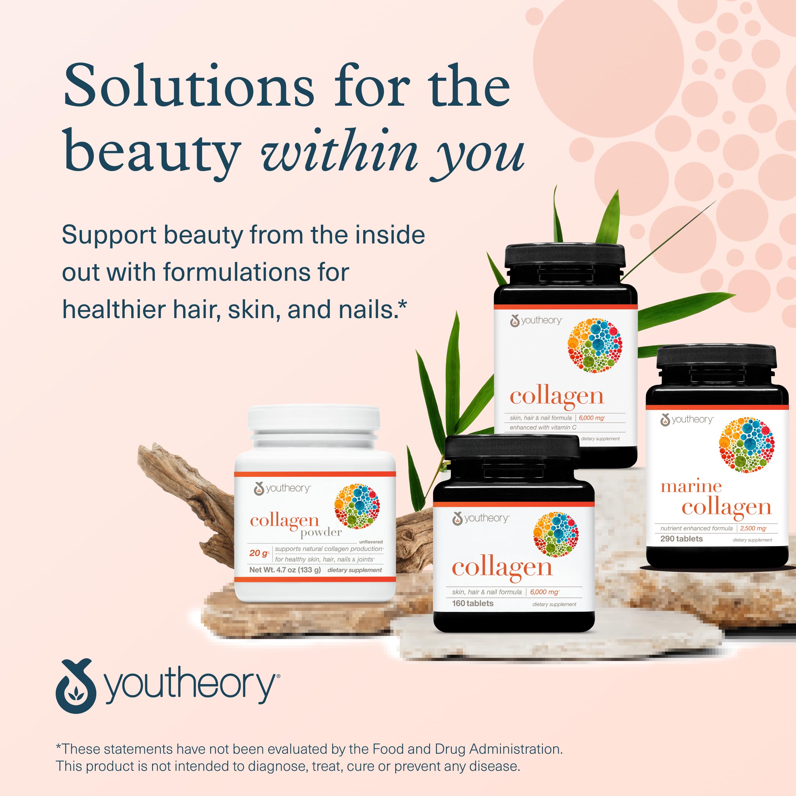 Youtheory Advanced Collagen 6000 mg with Vitamin C & Amino Acids - 290 Tablets (48-Day) | Hair, Skin, Nails, Joints