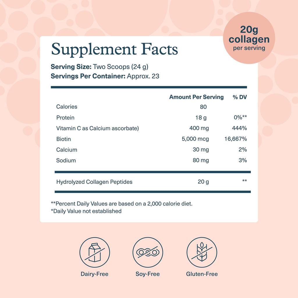Youtheory Collagen Powder – Premium Hydrolyzed Collagen, Vitamin C & Biotin, Vanilla (20 oz)