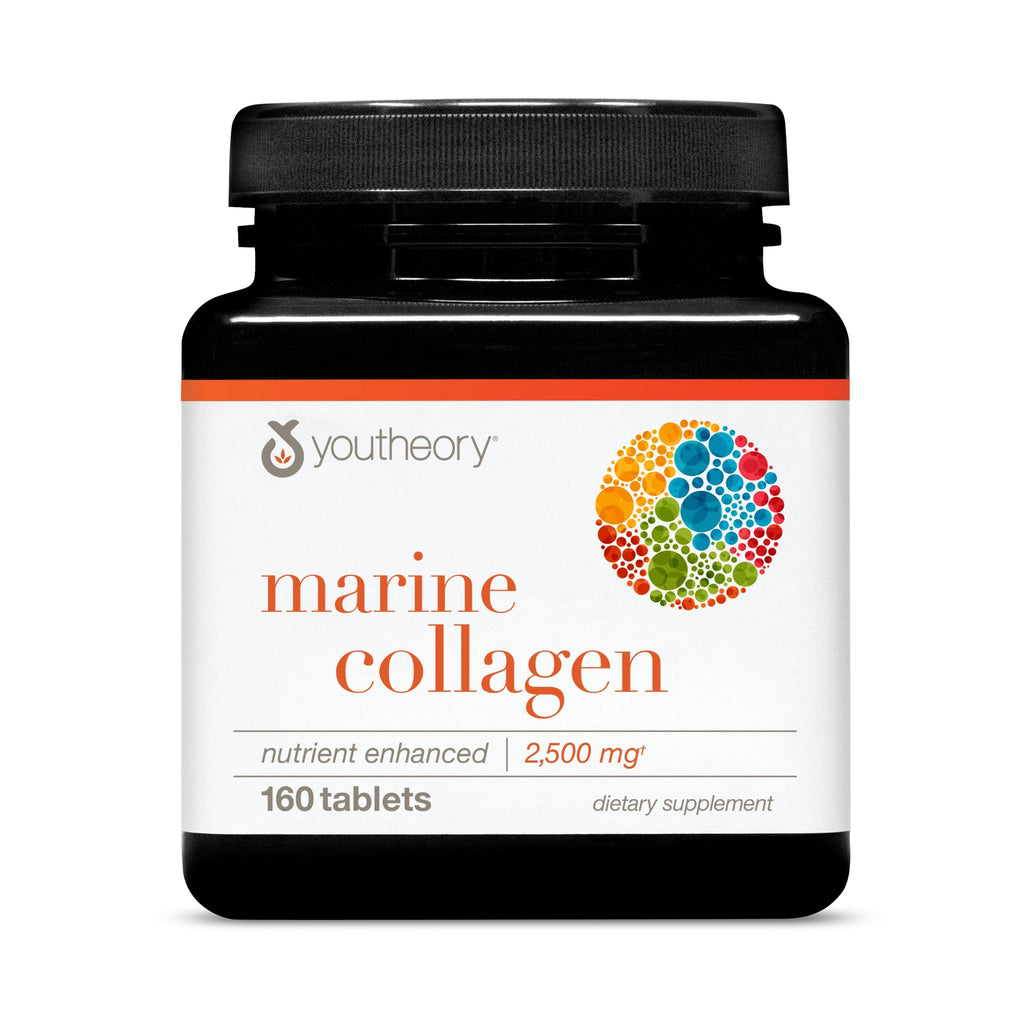 Youtheory Marine Collagen 2,500 mg – 160 Tablets (32-Day Supply) with Amino Acids, Minerals & Vitamins C, A, E, B6 & B12