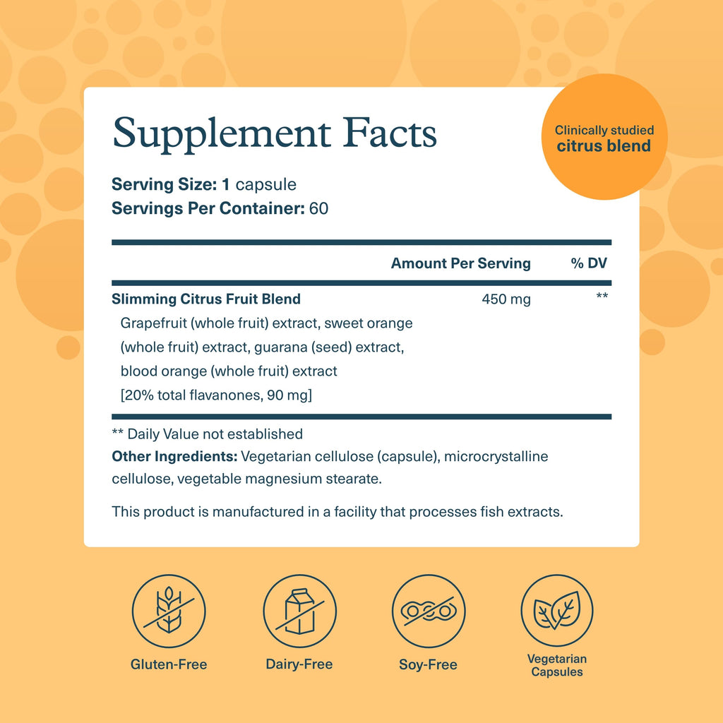 Youtheory Slimming Citrus Fruit - Vegan Health Supplement with Chromium - 60 Vegetarian Capsules