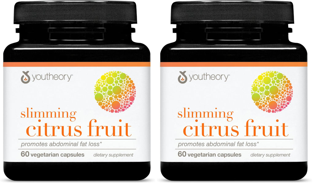 Youtheory Slimming Citrus Fruit – Vegan Health Supplement with Chromium | 2 x 60 Veg Capsules