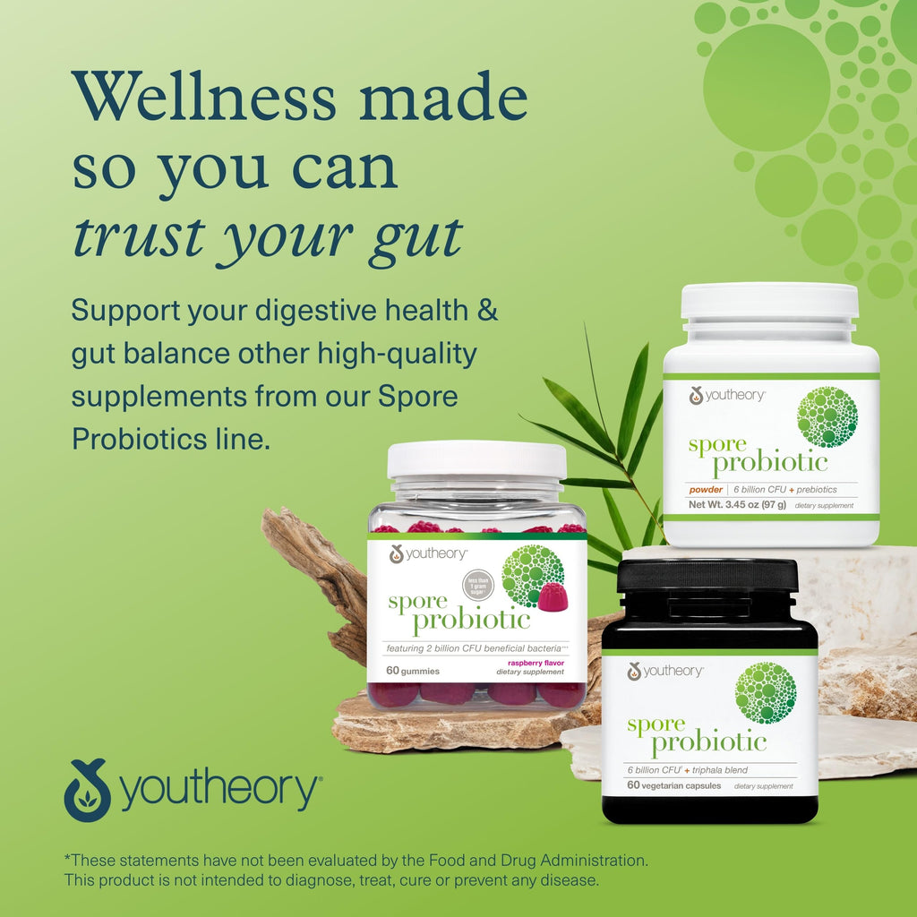 Youtheory Spore Probiotic 6B CFU - Digestive Support - 60 Veggie Caps
