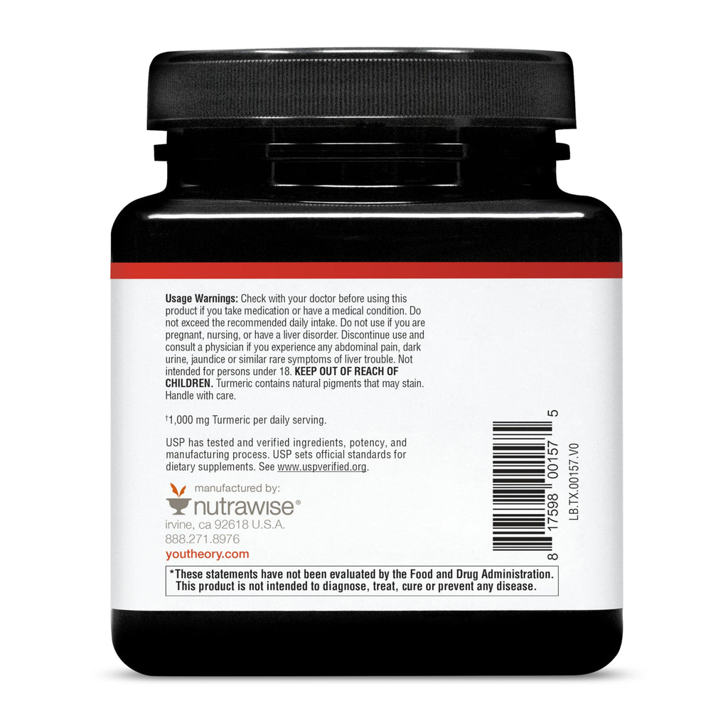 Youtheory Turmeric Extra Strength 1,000 mg | Curcumin with 10 mg BioPerine | 120 Veg Capsules