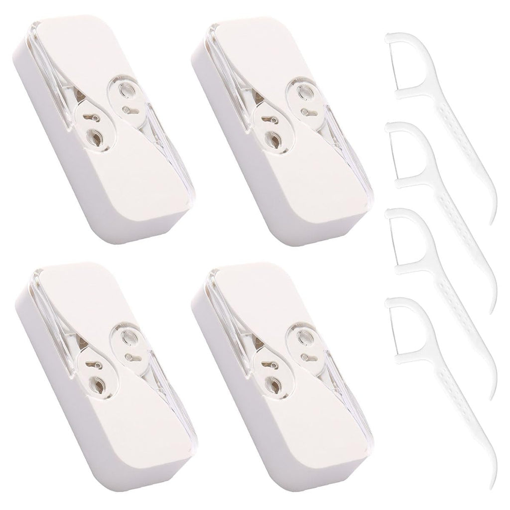 YRAKOZIN 4-Pack Portable Floss Dispenser – Travel Dental Floss & Toothpick Holder (White)