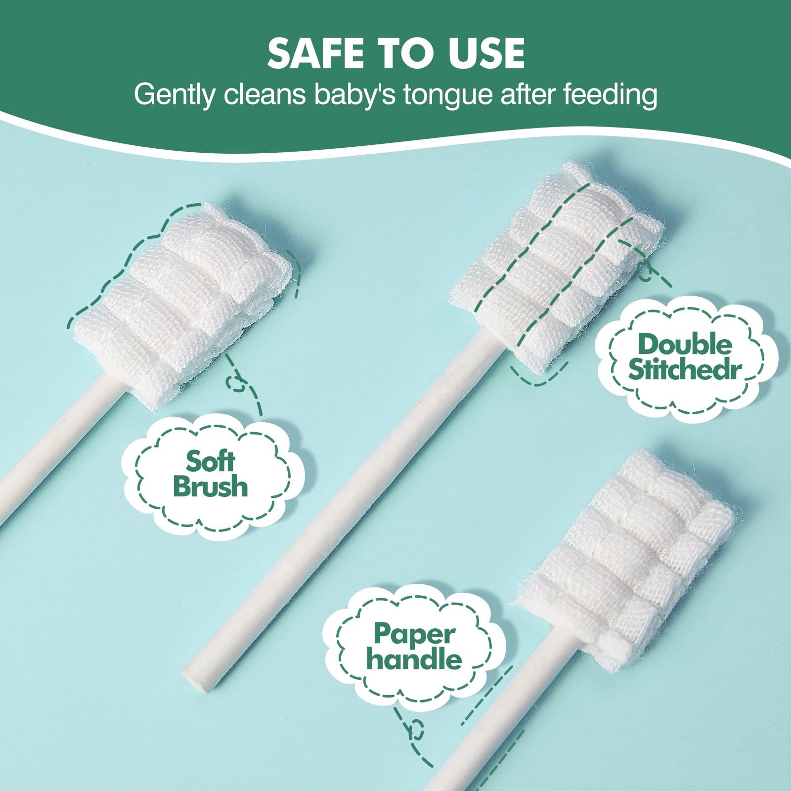 Yruzqne 52-Pcs Baby Tongue Cleaner, Disposable Baby Toothbrush & Infant Oral Cleaner