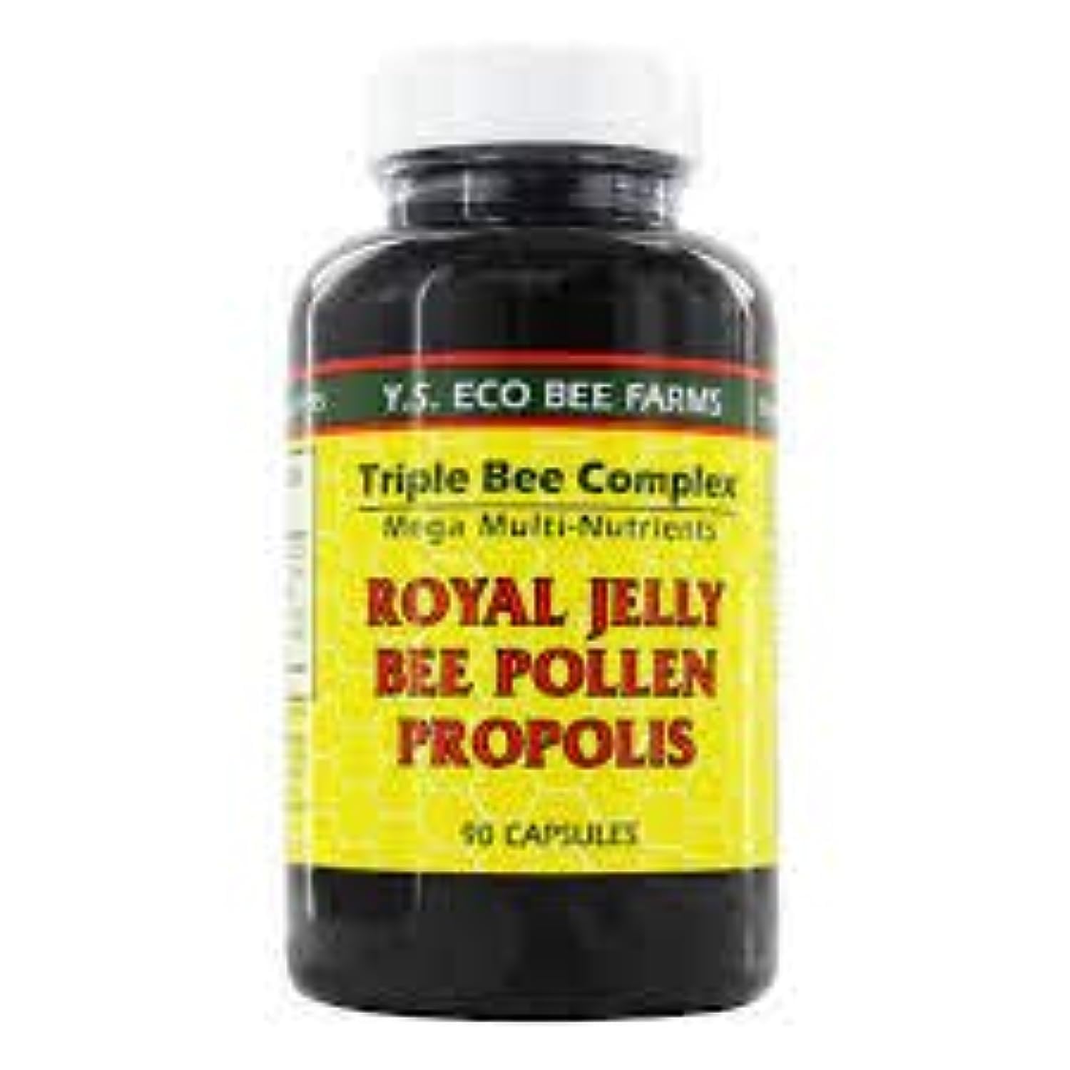 YS Organics Triple Bee Complex - Royal Jelly, Bee Pollen & Propolis - 90 Caps - 2 Pack
