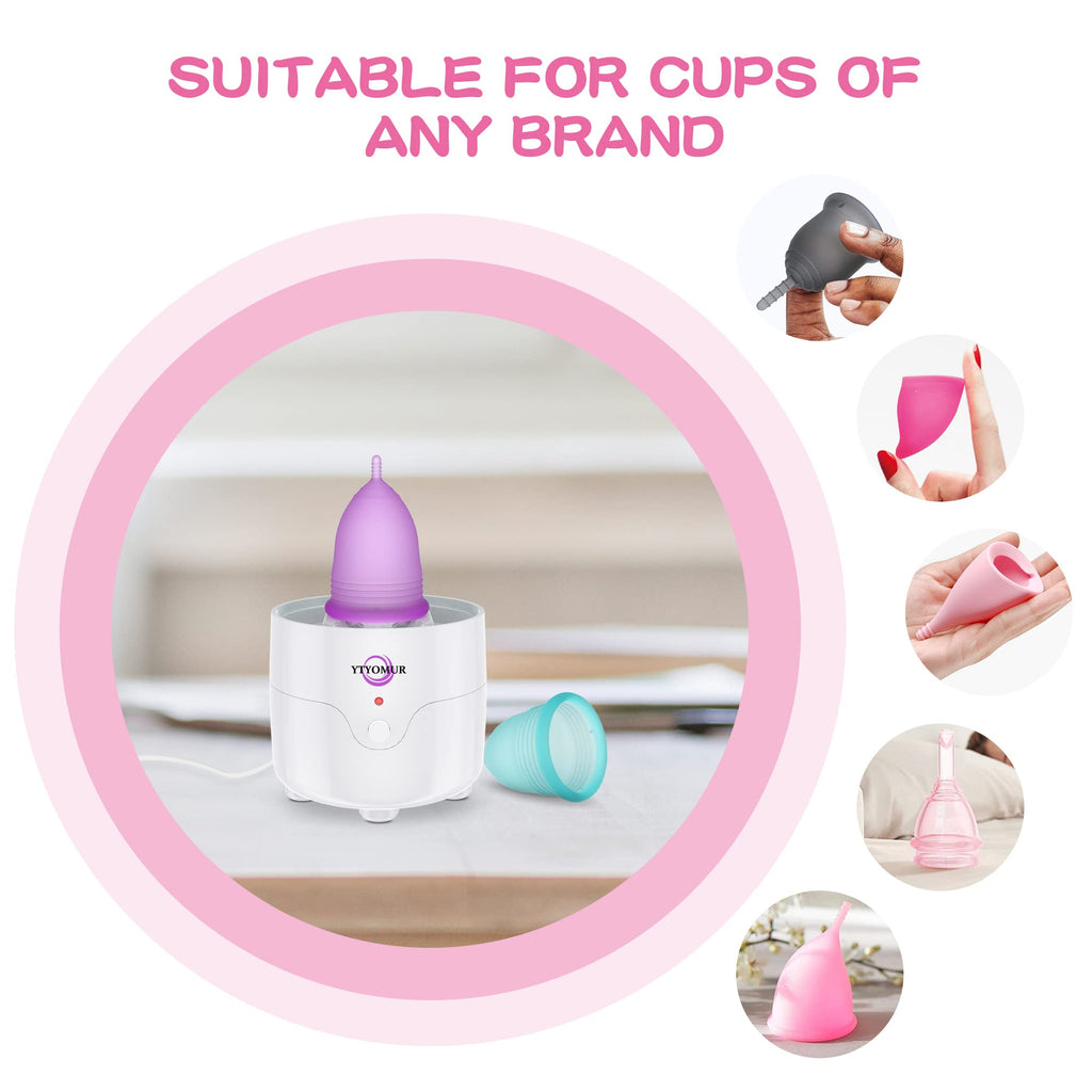 YTYOMUR Menstrual Cup Steamer Sterilizer – 2 Reusable Cups Included | Quick Clean & Travel-Ready