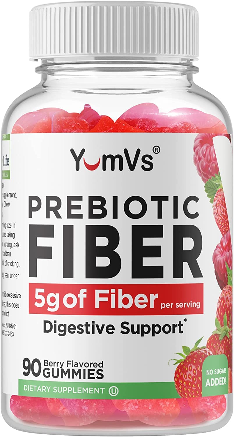 Yum-Vs Prebiotic Fiber Gummies - 5g Per Serving, Zero Sugar, Keto (90 Count)