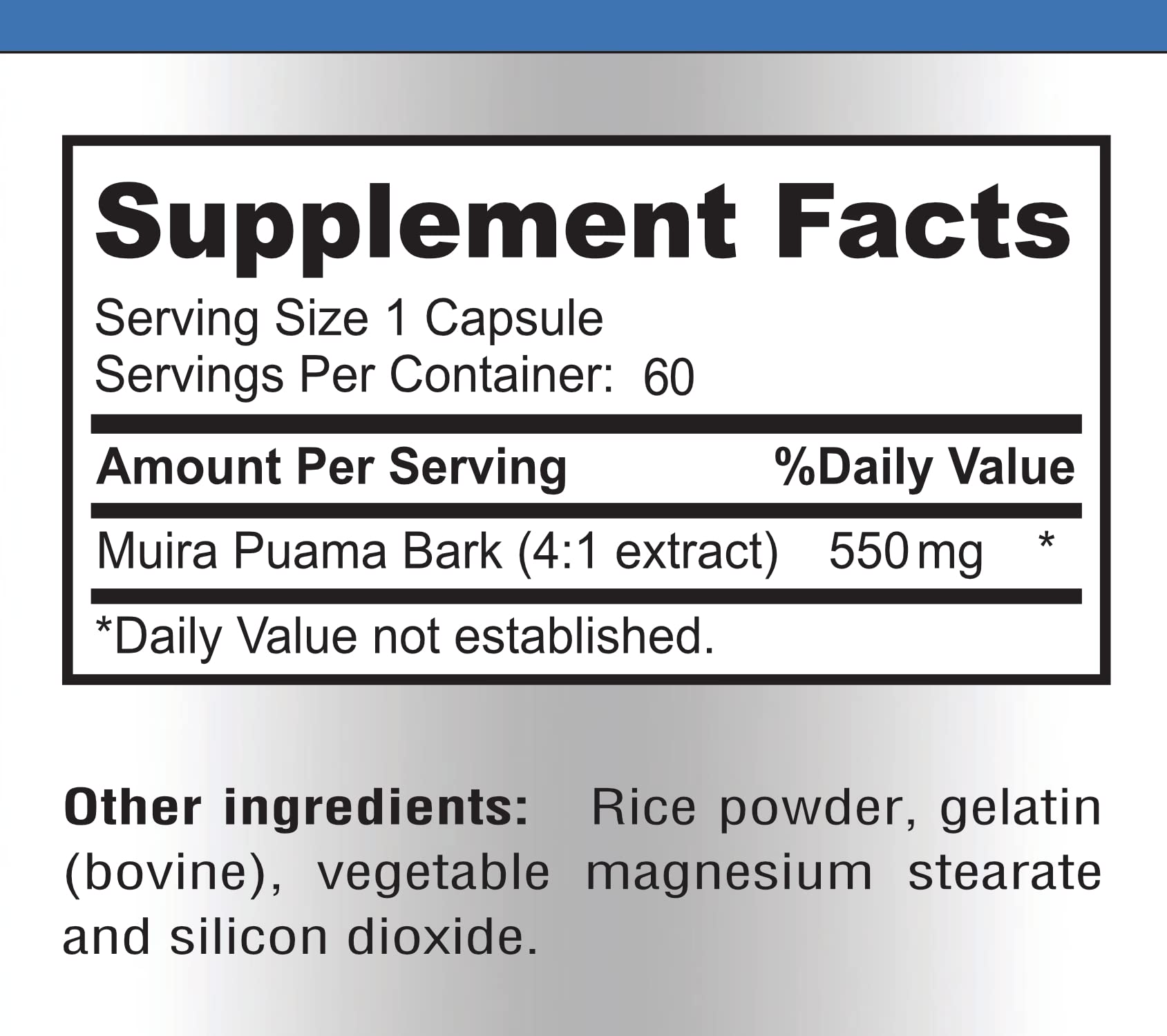 YUMMYVITE Muira Puama Capsules - 4:1 Extract, 2200mg per Capsule, 60 Capsules