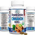 YUMMYVITE Organic Ceylon Cinnamon - 1000mg per Serving, True Cinnamon Supplement, 60 Tablets