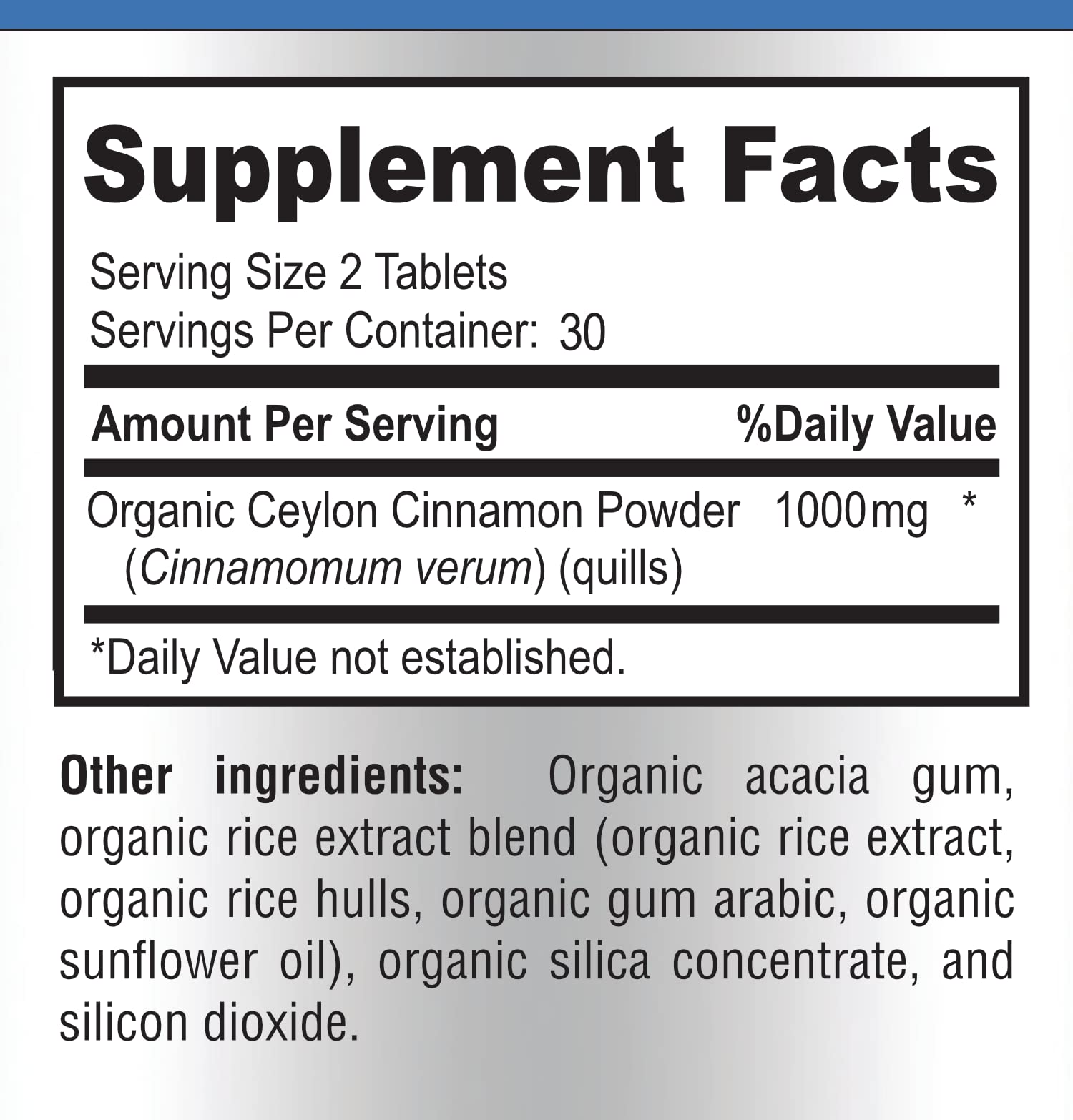 YUMMYVITE Organic Ceylon Cinnamon - 1000mg per Serving, True Cinnamon Supplement, 60 Tablets