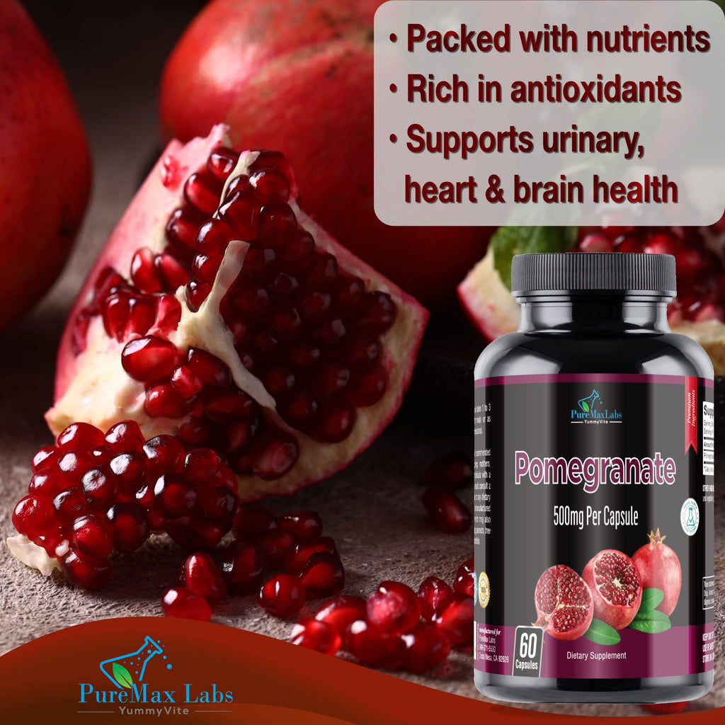 YUMMYVITE Pomegranate Capsules 500mg | Antioxidant Superfood, 60 Capsules