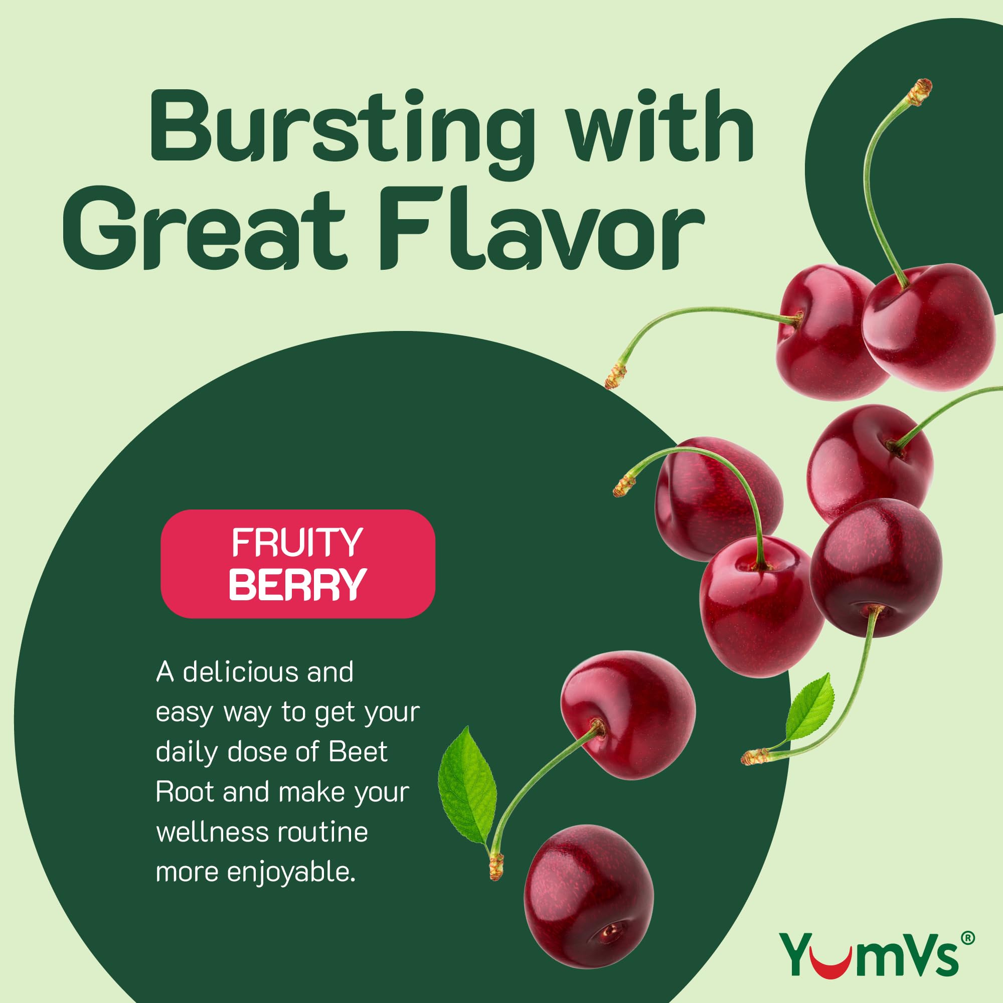 YumVs Beet Root Gummies with Magnesium & Vitamin C – Berry Flavor (60 Count)