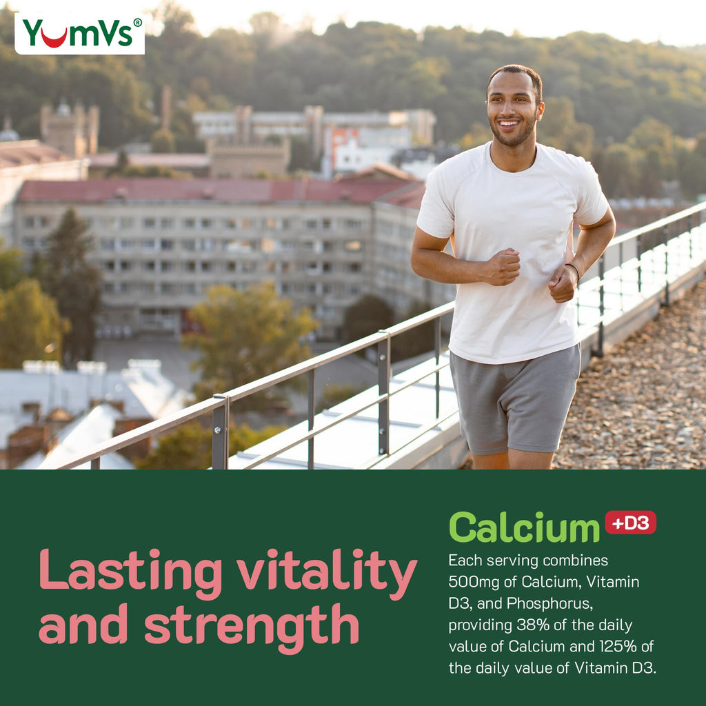 YumVs Calcium 500mg with Vitamin D3 Gummies - Raspberry & Orange