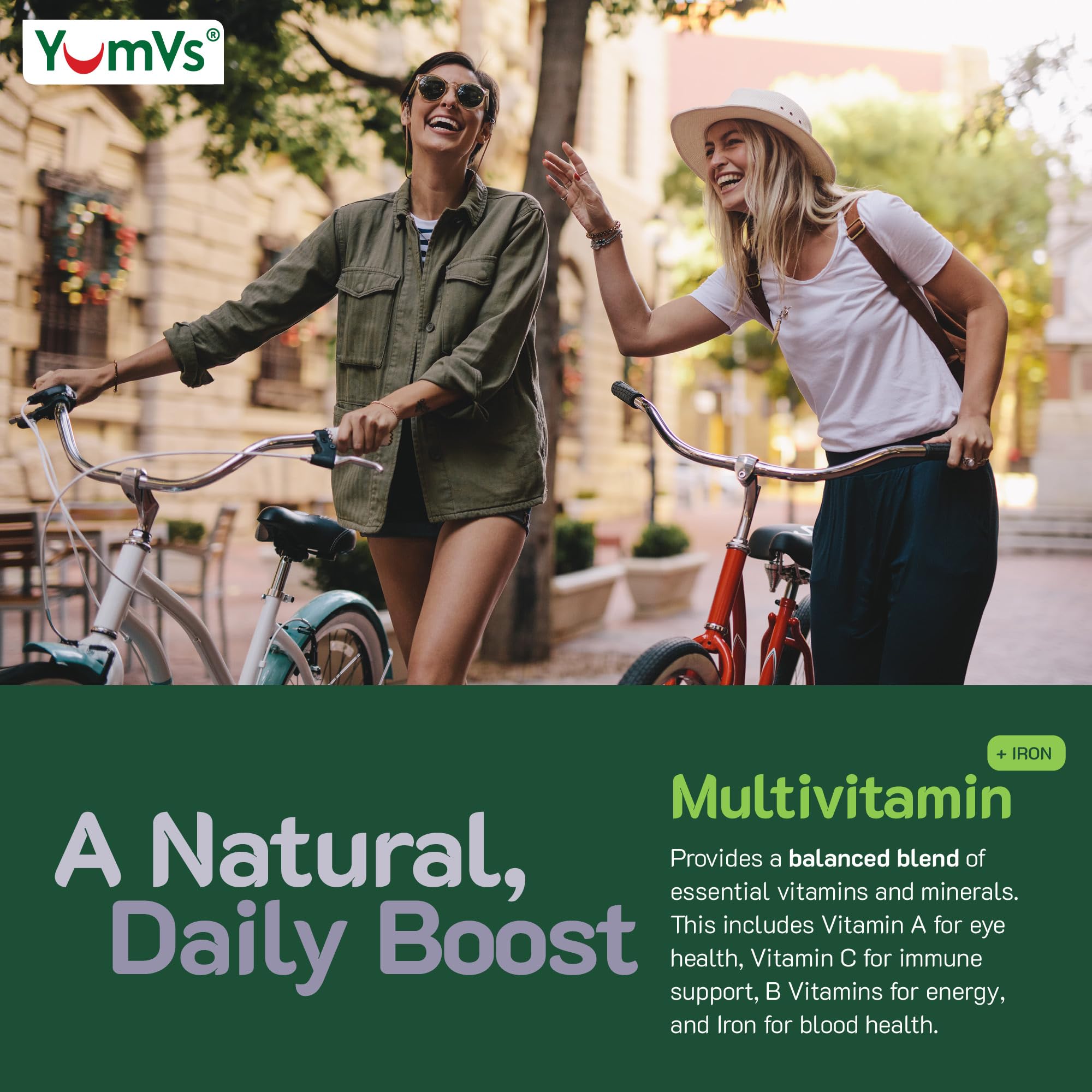 YUM-V'S Iron Gummies - Multivitamin with Iron, Vitamin C, A, B & Zinc | Grape Flavor | 60 Count