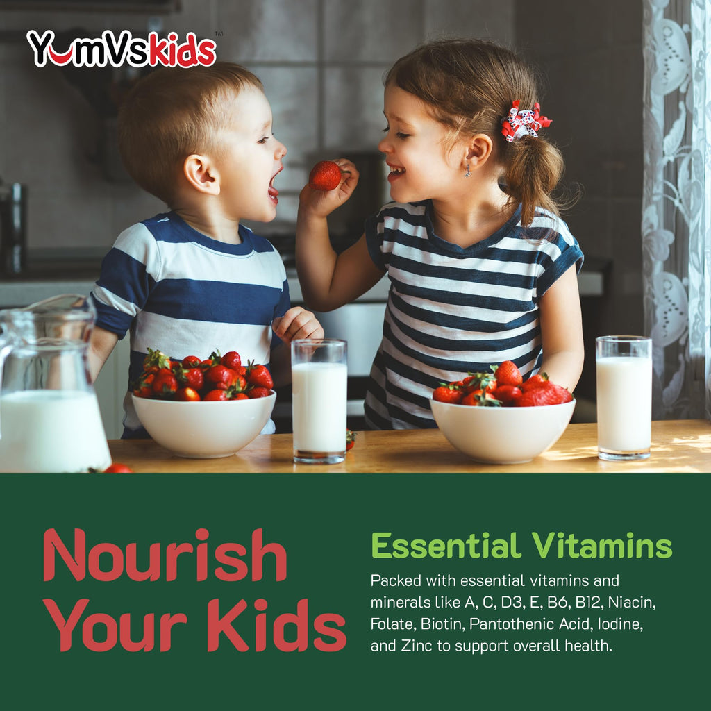 YumVs Kids Multivitamin Gummies - Fruit Flavored Chewable Multivitamin, 60 Count (Kosher, Halal, Gluten Free)