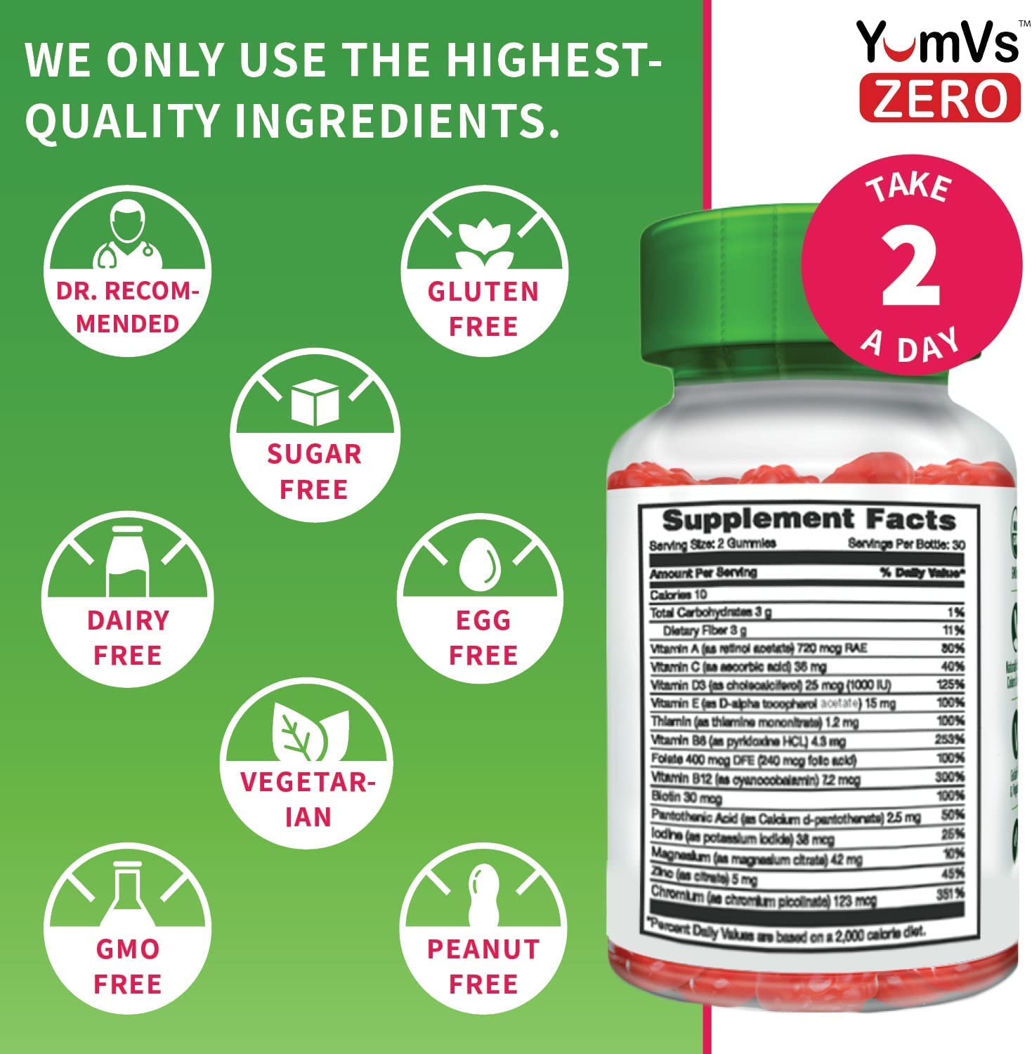 YUM-V'S Multivitamin Gummies - Sugar Free, Keto Friendly Vitamin Gummies (60 Count x 2)