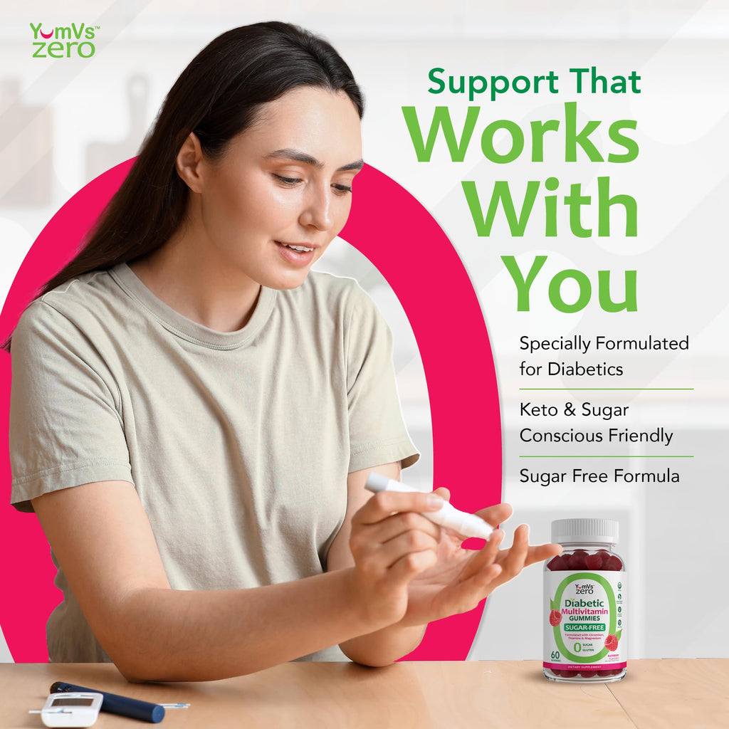 YUM-V'S Multivitamin for Women & Men – Sugar Free Gummy Vitamins | Zero Sugar, Keto-Friendly | 60 Count