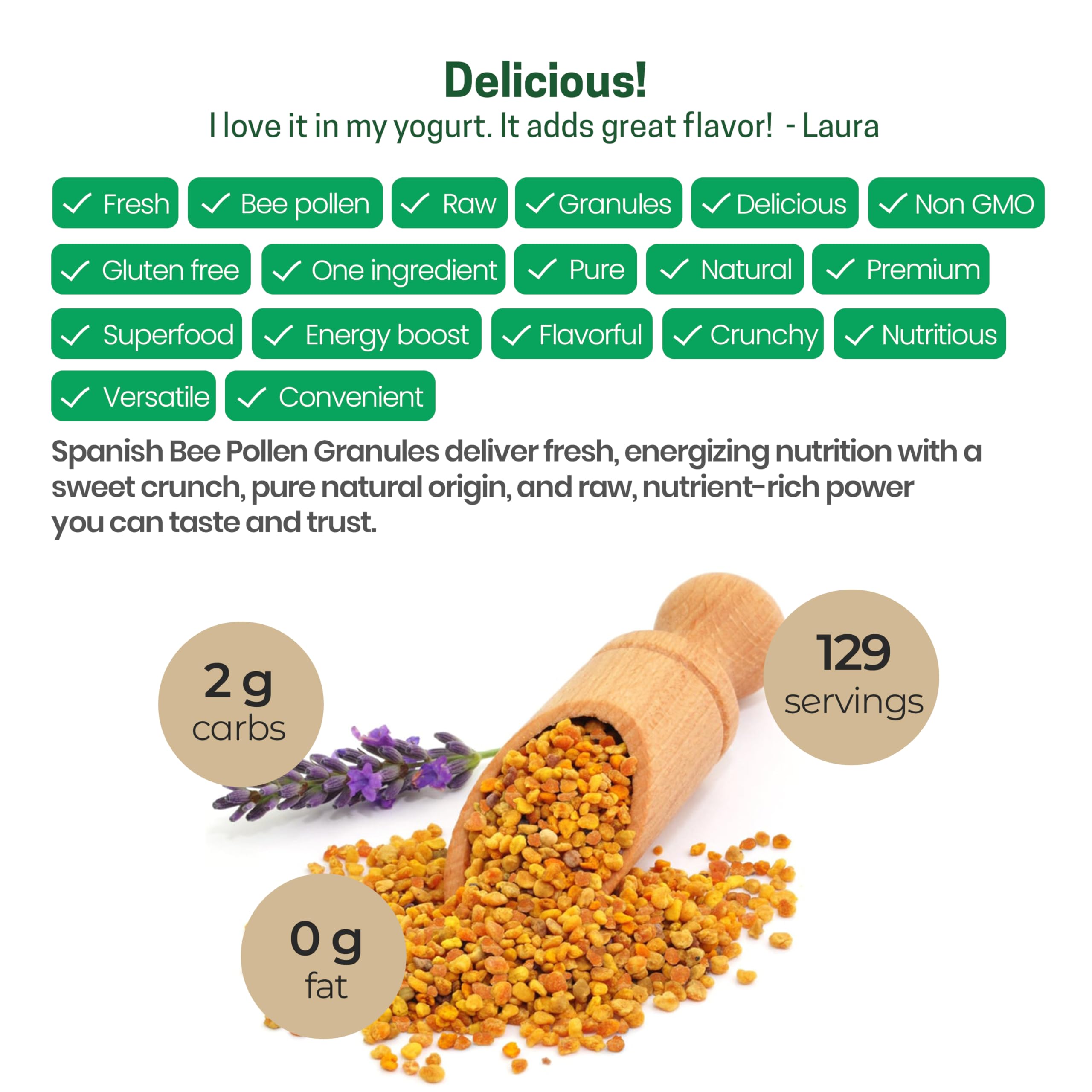 Spanish Bee Pollen Granules – Pure Raw Pollen (1lb) | Z Natural Foods