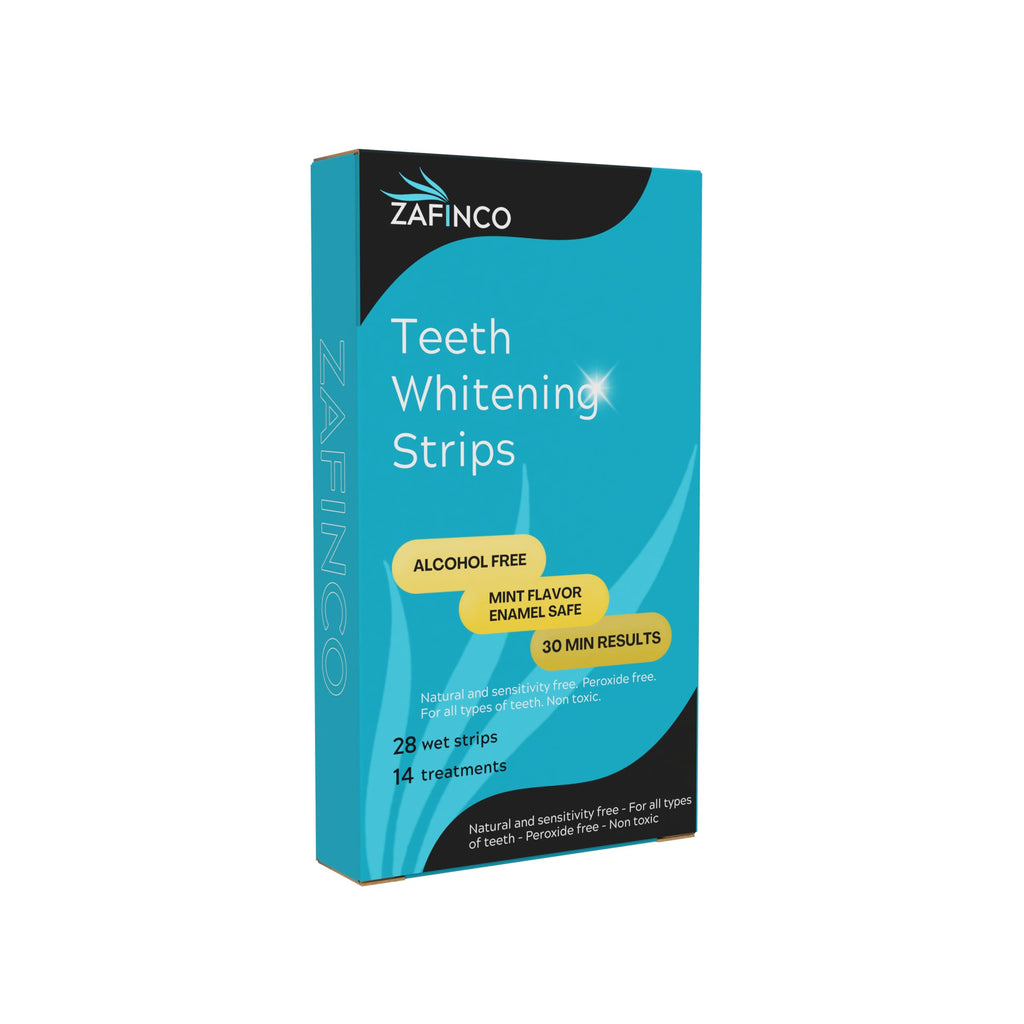 ZAFINCO Teeth Whitening Strips - Mint, Peroxide Free, Enamel Safe, Made in USA