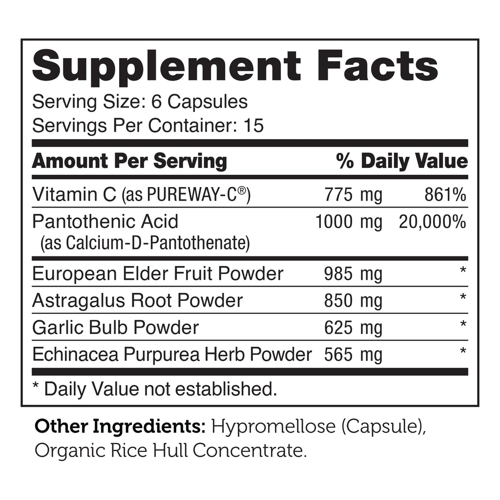 Zahler Abreve Immune Support - 90 Capsules | Vitamin C, Pantothenic Acid, Echinacea | Kosher