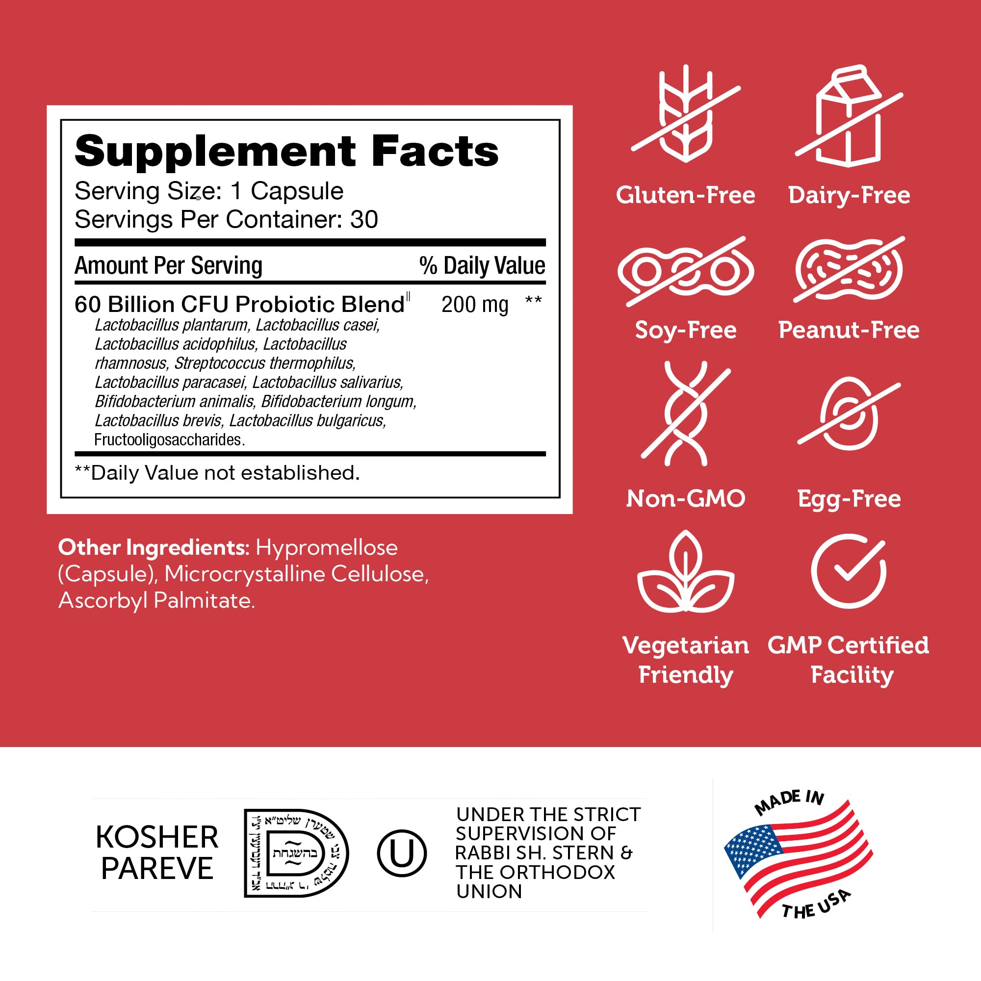 Zahler Biodophilus 60 Billion Live Cultures per Serving – Digestive Health, Kosher, 30 Capsules