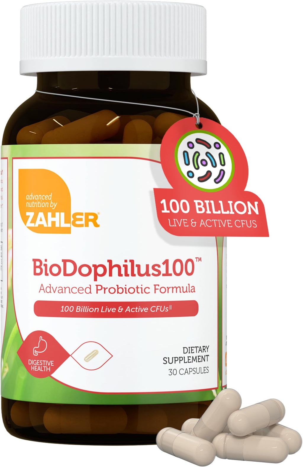 Zahler BioDophilus100 Probiotic | 100 Billion CFU | 11 Strains | 30 Ct