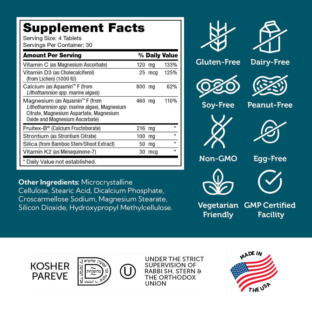 Zahler Bonefactor – Bone Strength Supplement with Calcium, Vitamin D, Vitamin K, Magnesium | Certified Kosher | 120 Tablets