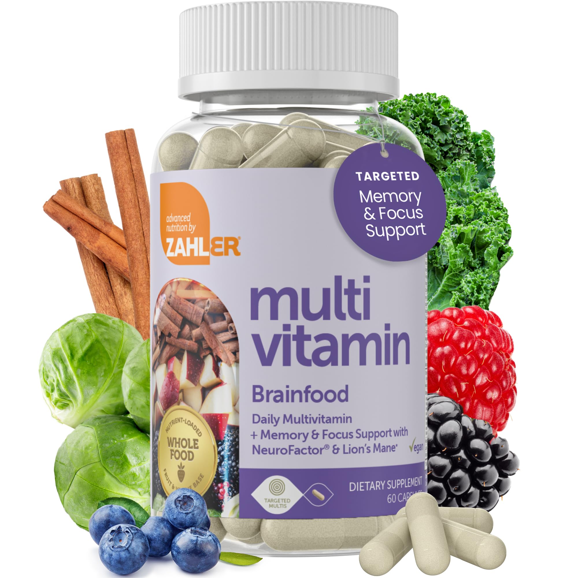 Zahler Multivitamin Brain Supplement (60 Count) – Kosher Brainfood with Lion's Mane & NeuroFactor