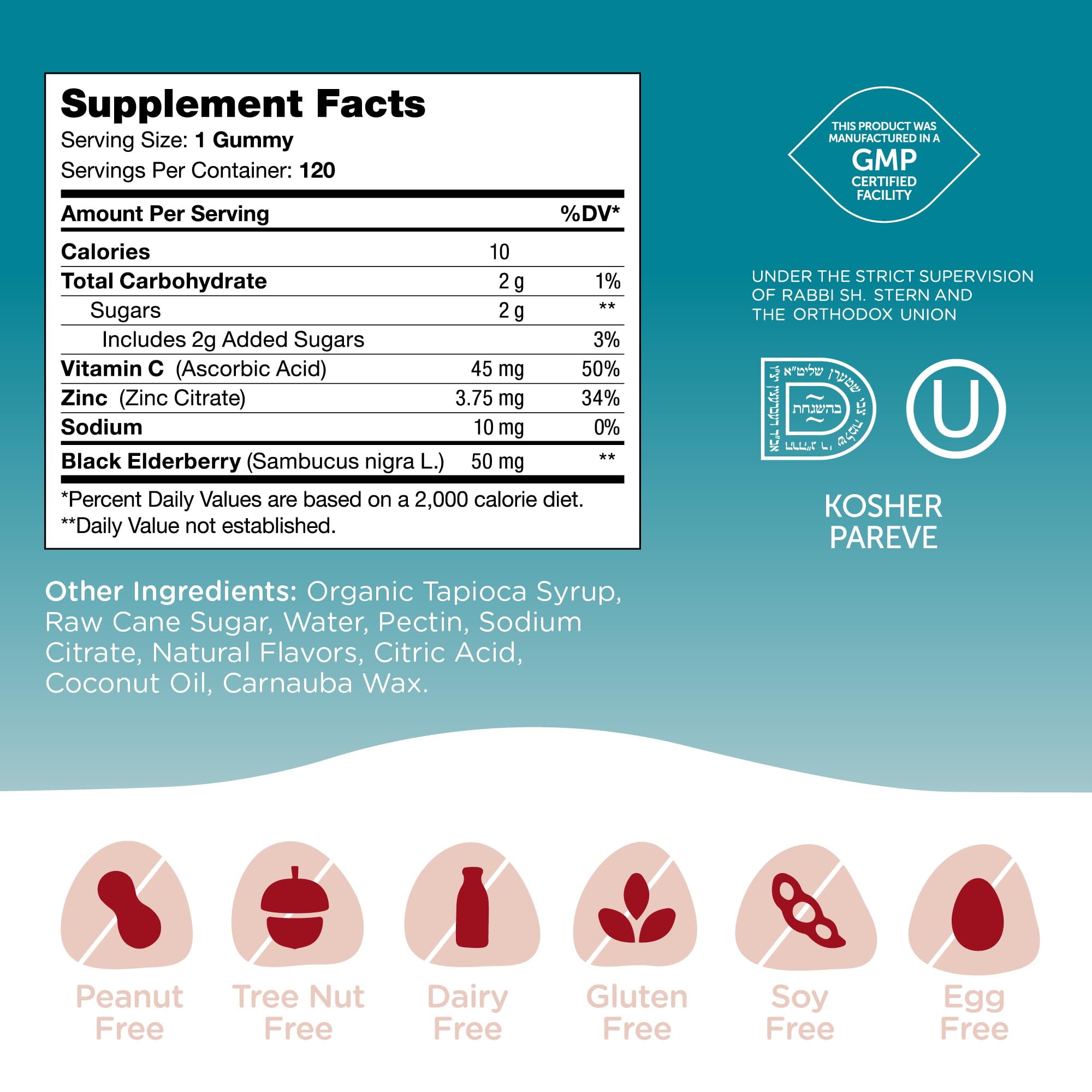 Zahler Chapter One Immune Support Gummies for Kids – Zinc & Black Elderberry, Kosher, Made in USA (120 Gummies)