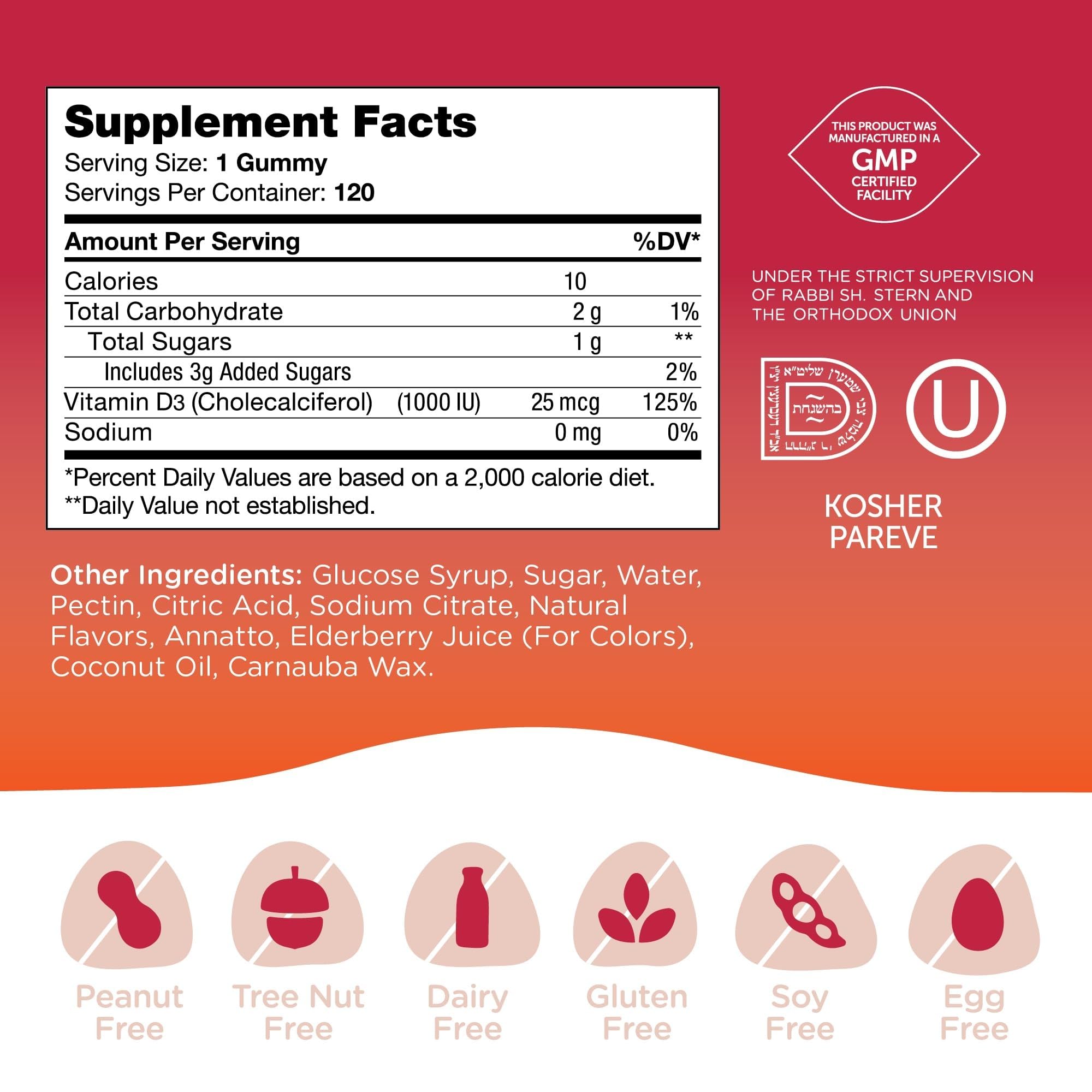 Zahler Chapter One Vitamin D3 Gummies 1000 IU – 120 Count | Kosher, Made in USA