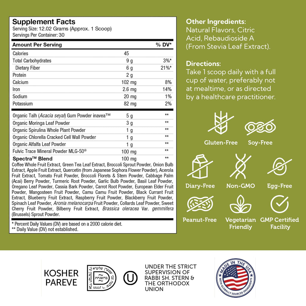 Zahler Core Greens Powder - Organic Greens Superfood (Citrus) | Spirulina, Chlorella & More