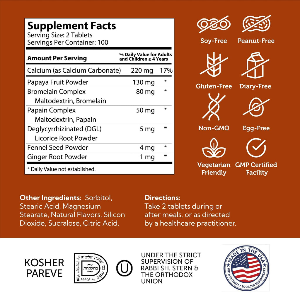 Zahler AfterMeals Digestive Enzymes - Chewable Fruit-Based Enzymes - Kosher & Gluten Free - Made in USA