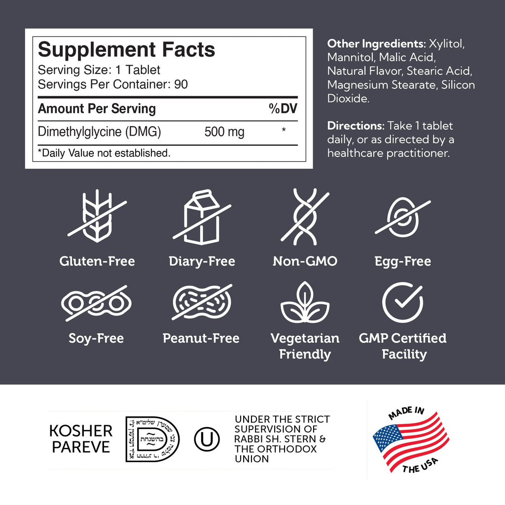 Zahler DMG 500mg Dimethylglycine - Endurance & Immune Support (90 Count)