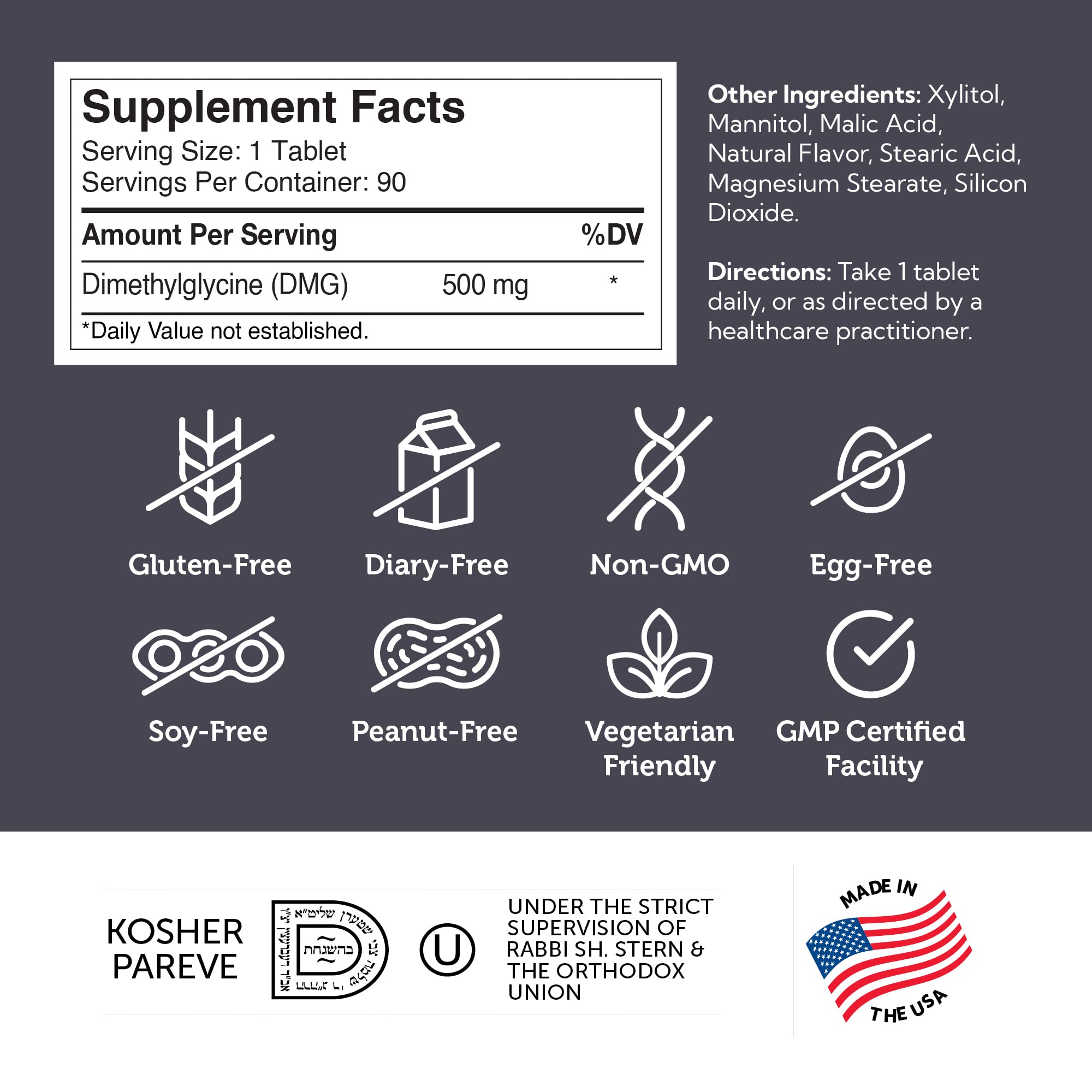 Zahler DMG 500mg Dimethylglycine - Endurance & Immune Support (90 Count)