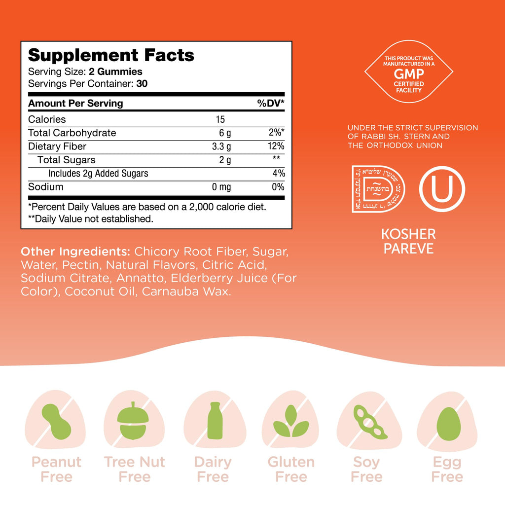 Zahler Fiber Gummies for Adults & Kids – 60 Count | Kosher & Digestive Support