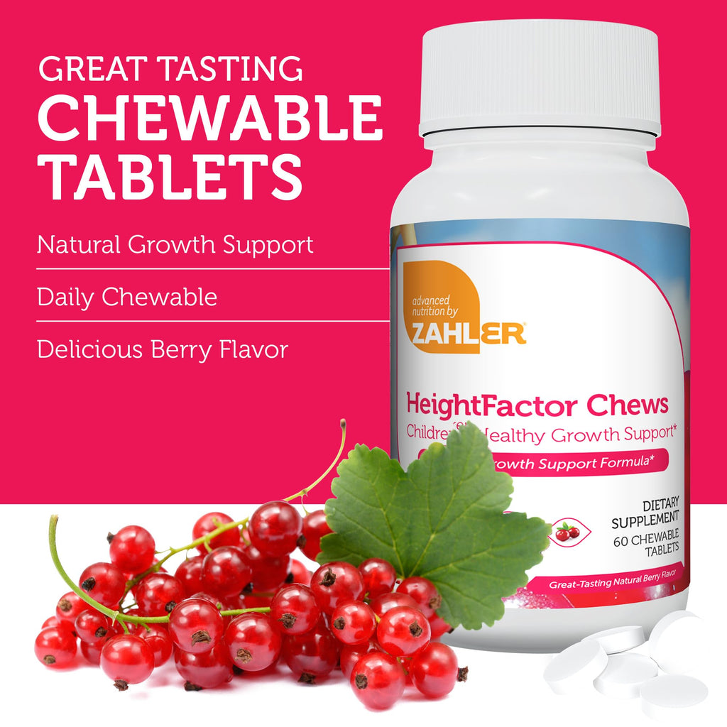 Zahler HeightFactor Chewable Tablets - Natural Kids Height Growth Supplement (60 Count)