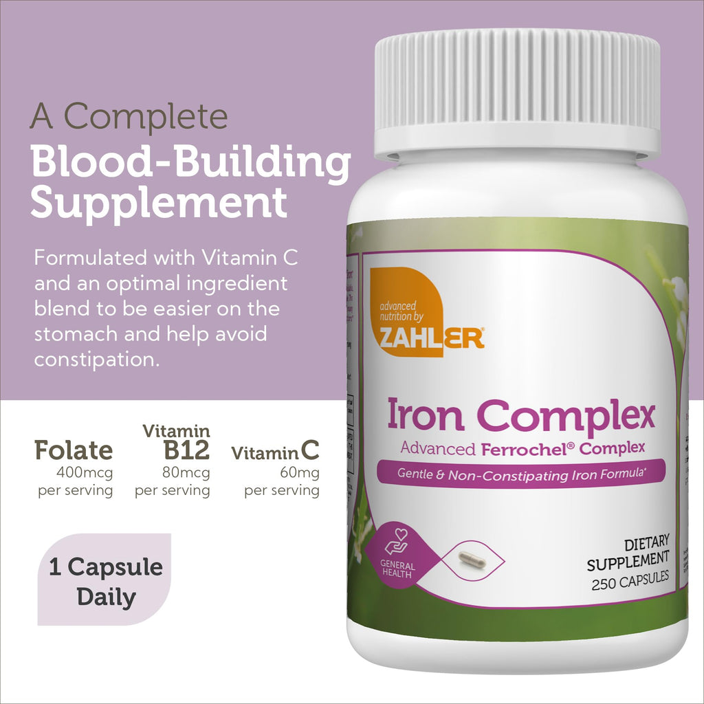 Zahler Iron Complex – Gentle, Non-Constipating Iron Formula (250 Capsules)