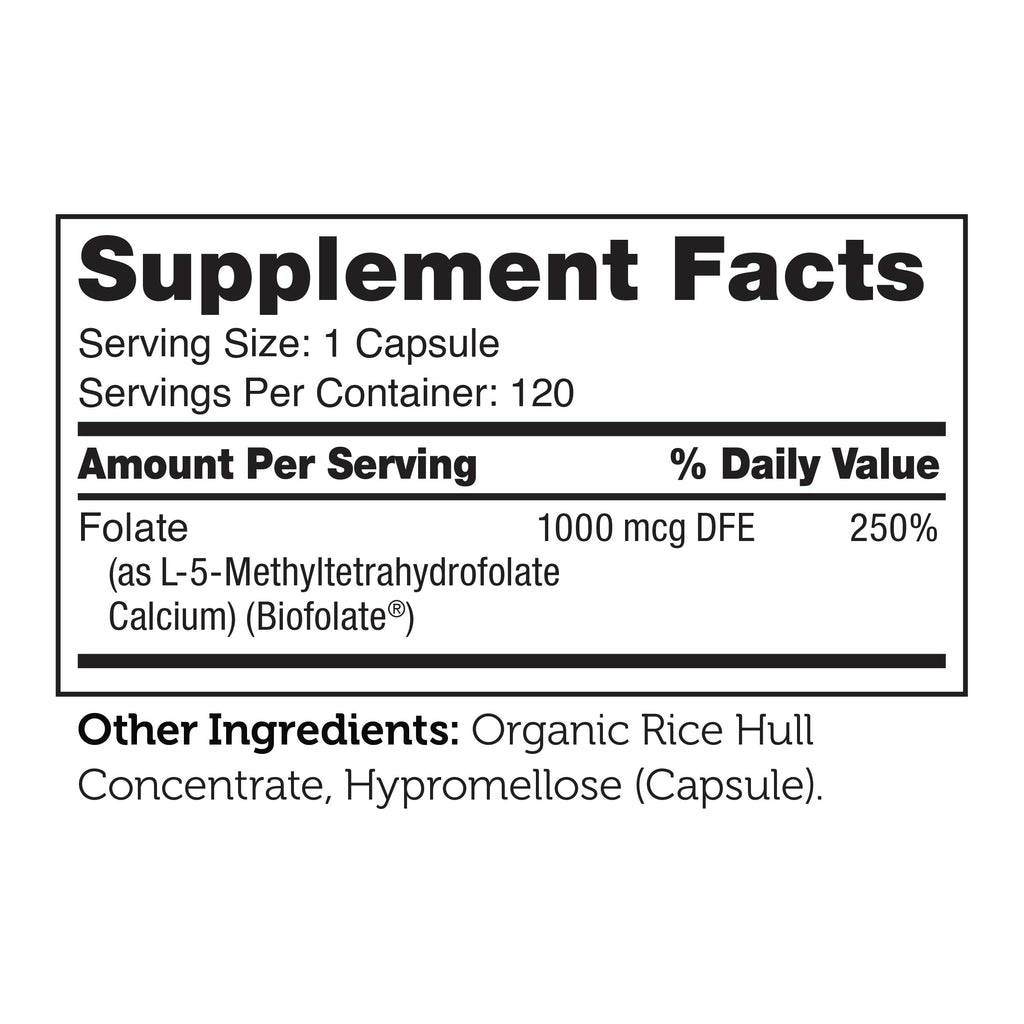 Zahler Methylfolate 1000 mcg DFE | L-Methylfolate for Fetal & Genetic Health