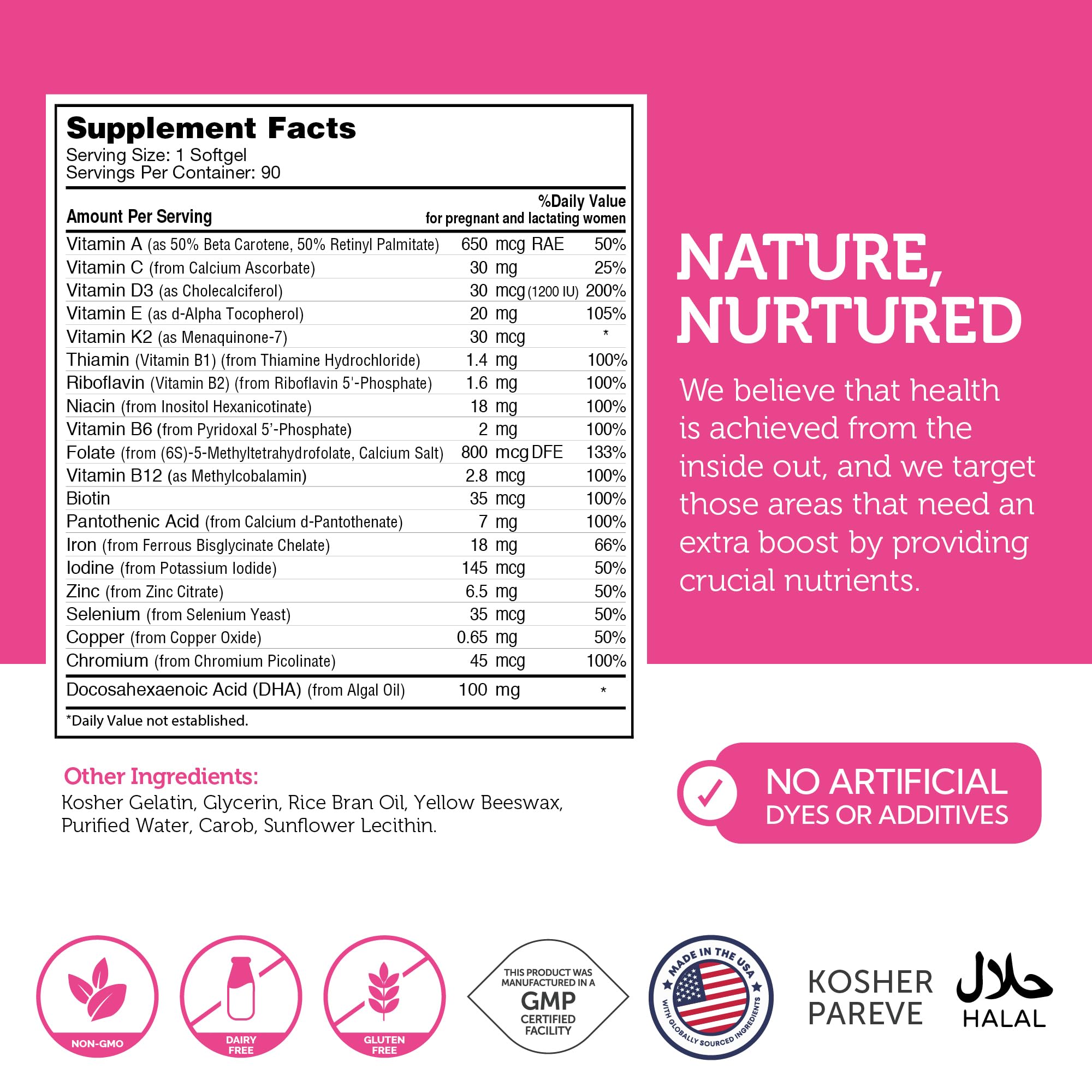 Zahler Mighty Mini Prenatal Vitamin with DHA & Folate – Kosher, All-Natural (90 Softgels)