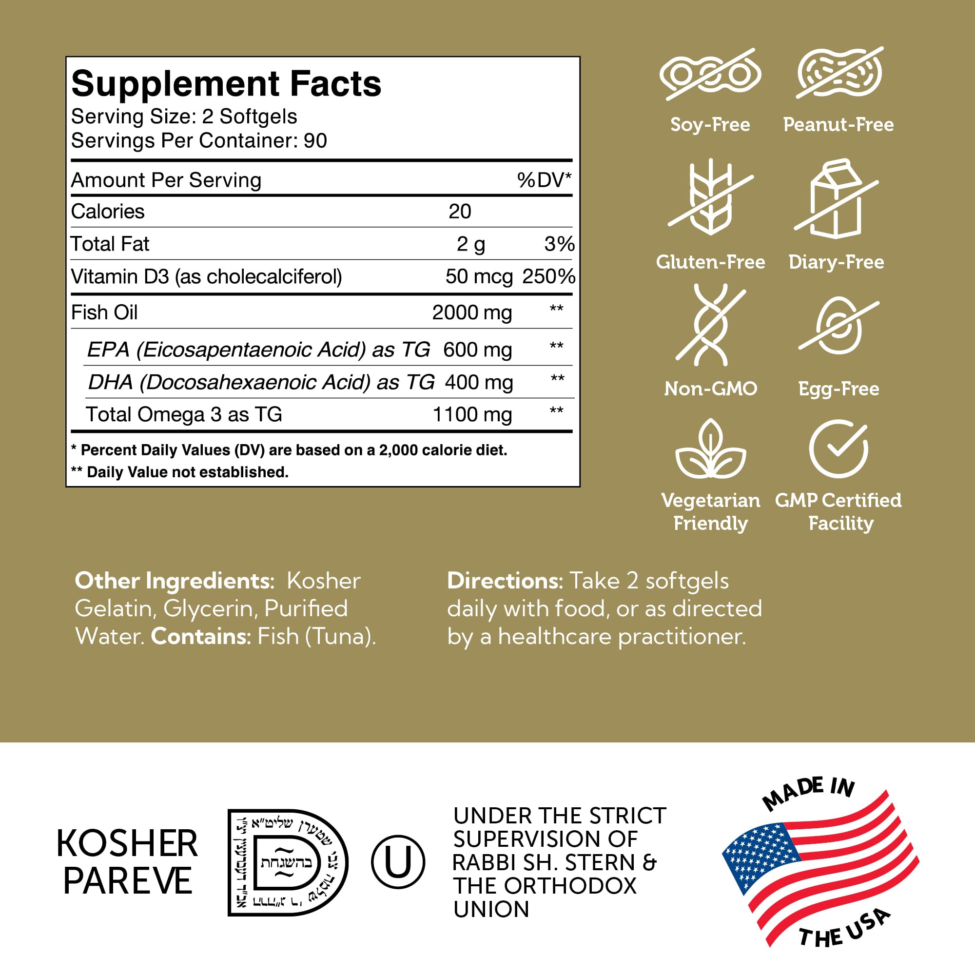 Zahler Omega 3 Platinum +D Burpless Fish Oil Softgels | Highest EPA & DHA, Kosher, 90 Softgels