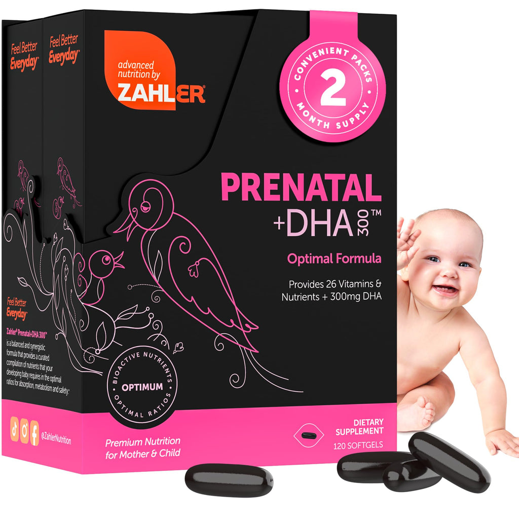 Zahler Prenatal Vitamin with DHA & Folate | Kosher DHA Prenatal Softgels, 120 Count